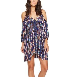 FREE PEOPLE MONARCH MINI DRESS BLUE COMBO SZ M
